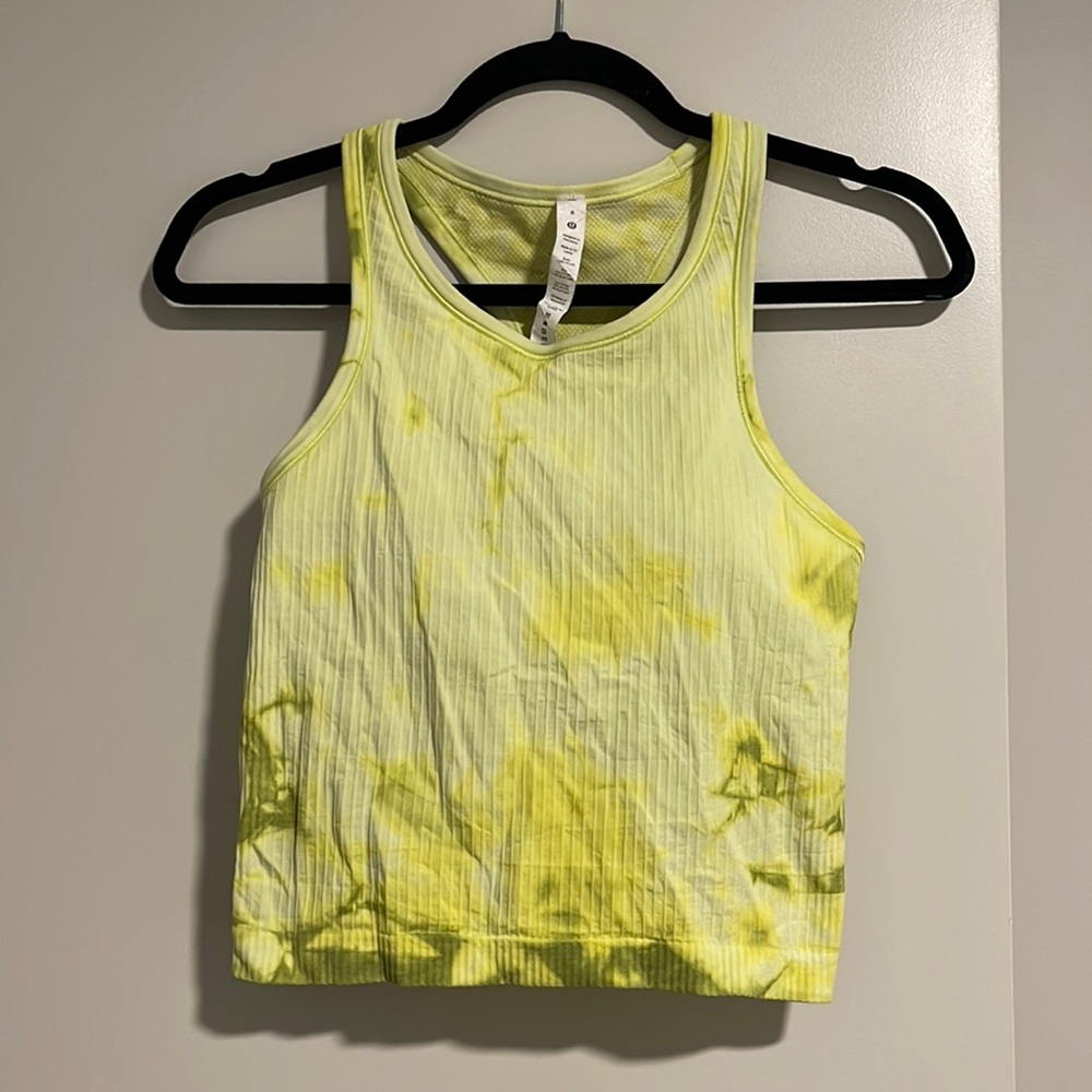Lululemon tie-dye neon yellow/green tank top